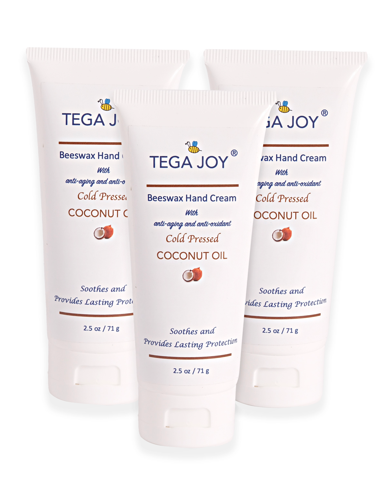 Tega Joy Beeswax Hand Cream with Cold Pressed Coconut Oil, 2.5 oz.