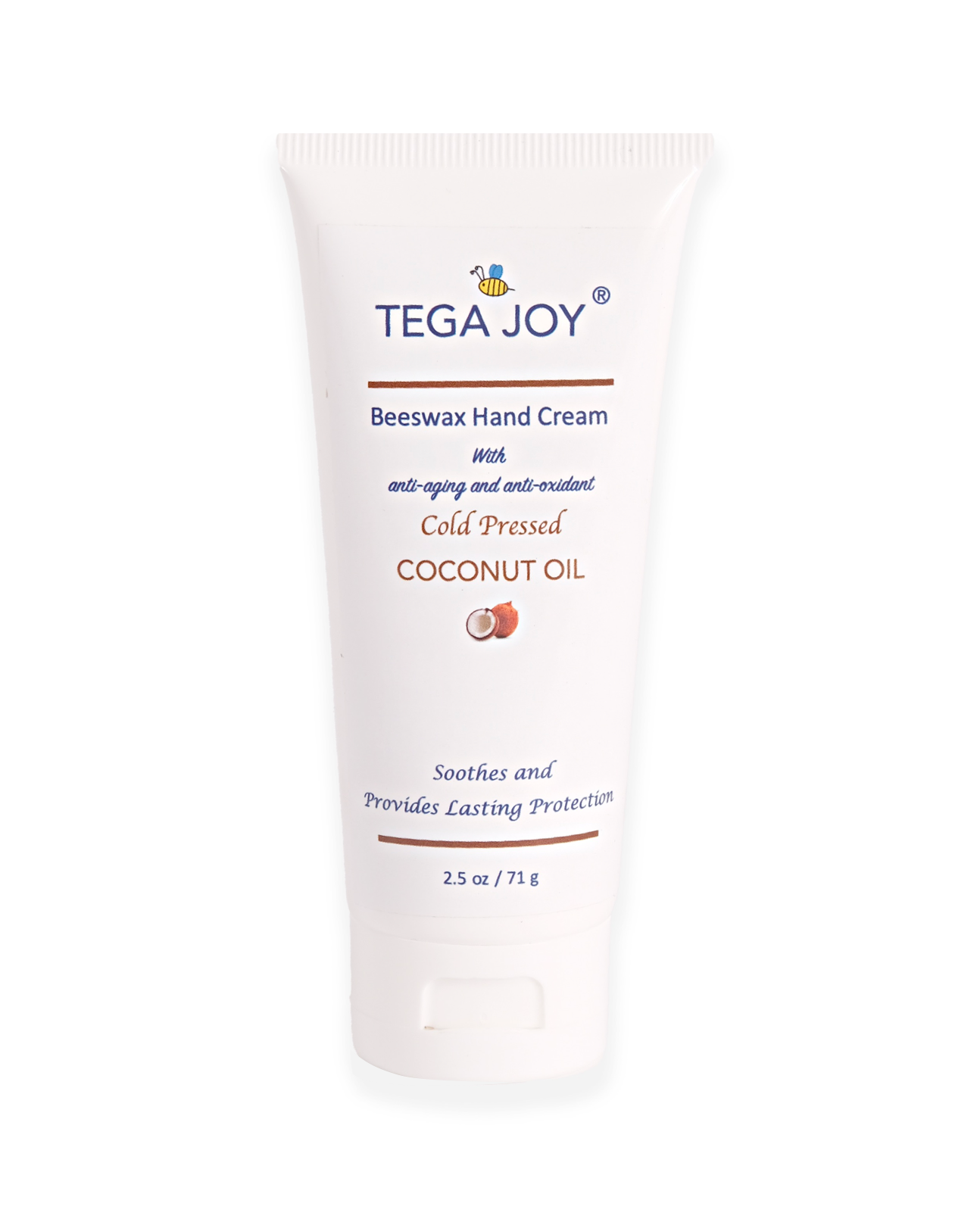 Tega Joy Beeswax Hand Cream with Cold Pressed Coconut Oil, 2.5 oz.