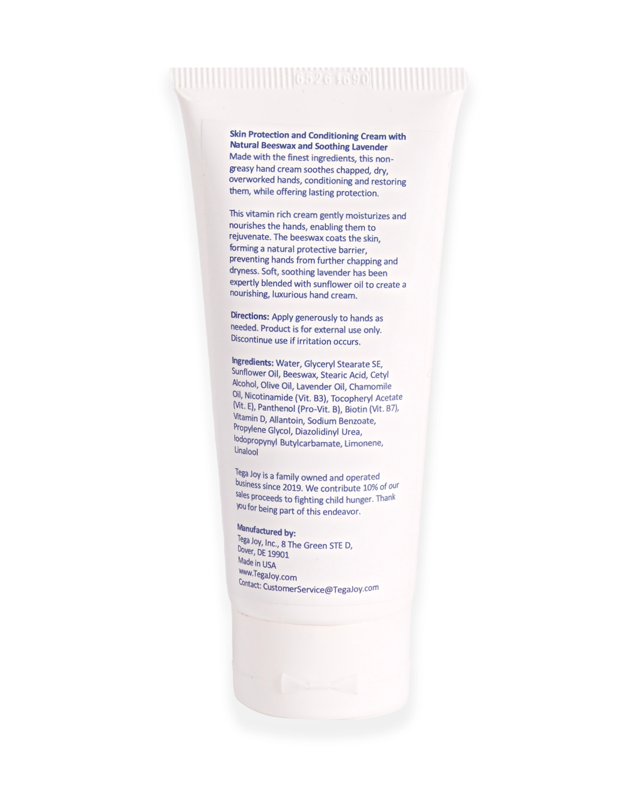 Tega Joy Beeswax Hand Cream with Soothing Lavender, 2.5 oz.