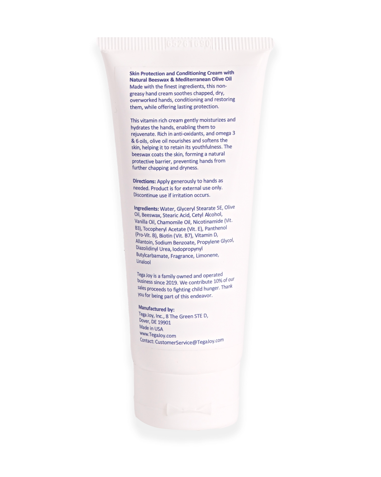 Tega Joy Beeswax Hand Cream with Mediterranean Olive Oil, 2.5 oz.