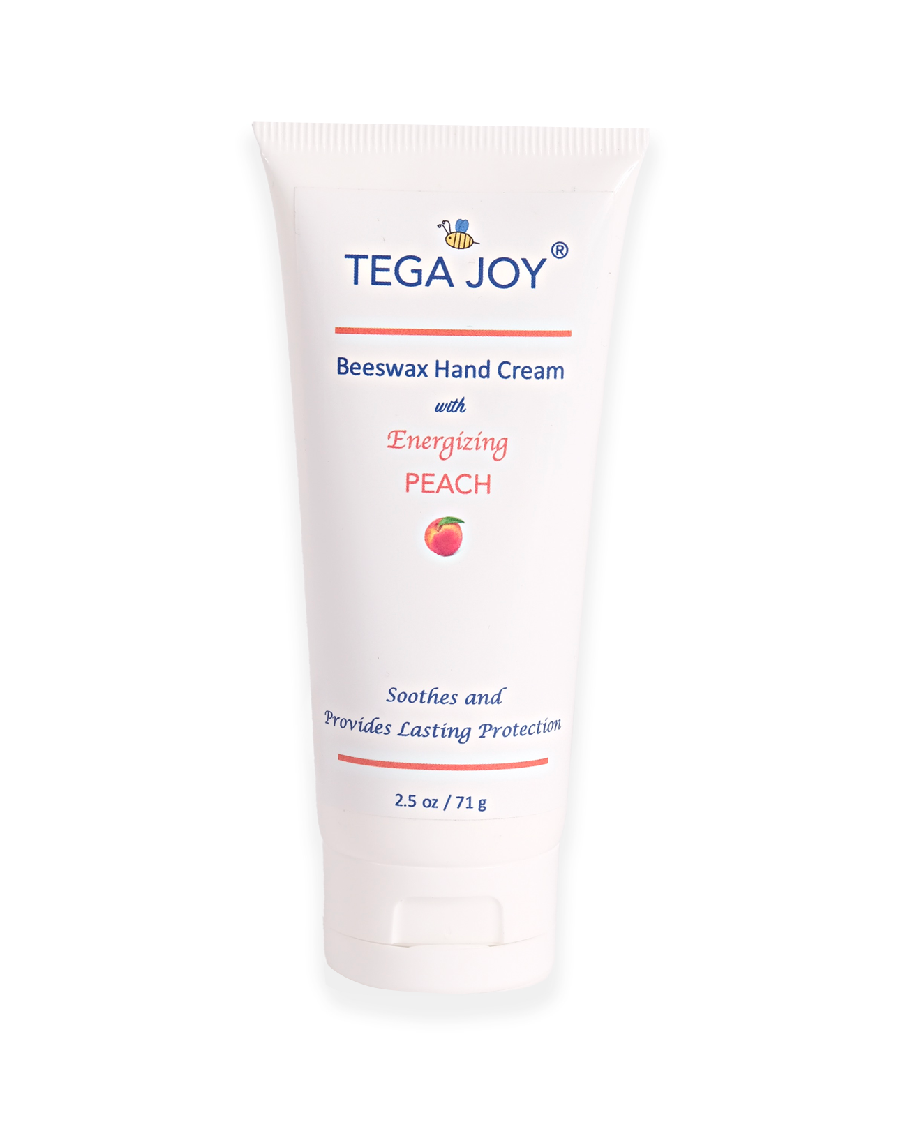 Tega Joy Beeswax Hand Cream with Energizing Peach, 2.5 oz.