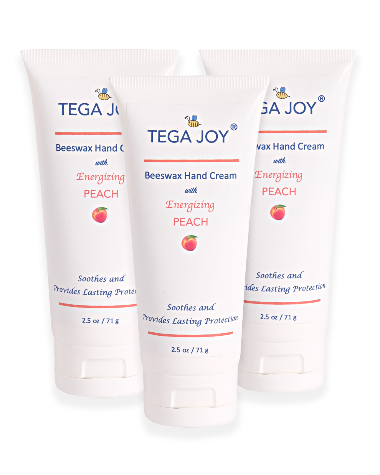 Tega Joy Beeswax Hand Cream with Energizing Peach, 2.5 oz.